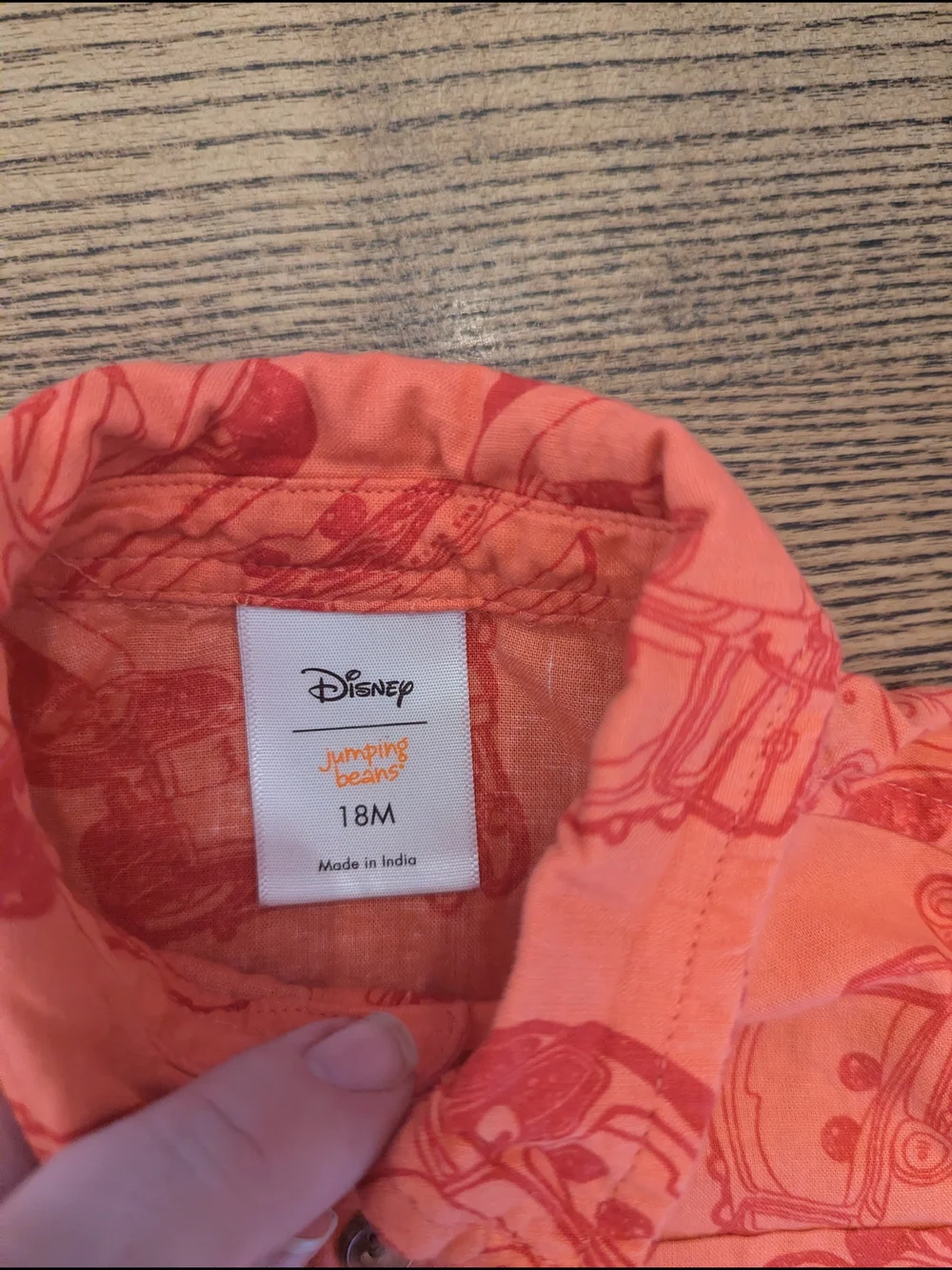 EUC Disney Jumping Beans Baby Boy 18 Month Cars Lightning McQueen Button Shirt